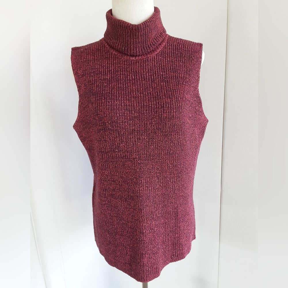 LINDA ALLARD | ELLEN TRACY Blended Wool Silk Sleeveless Turtleneck Sweater Sz L